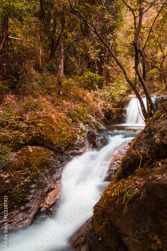 Waterfall in Inthanon mountain, Chiang mai Thailand.Image is soft focus.