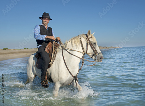 horse rider in the sea