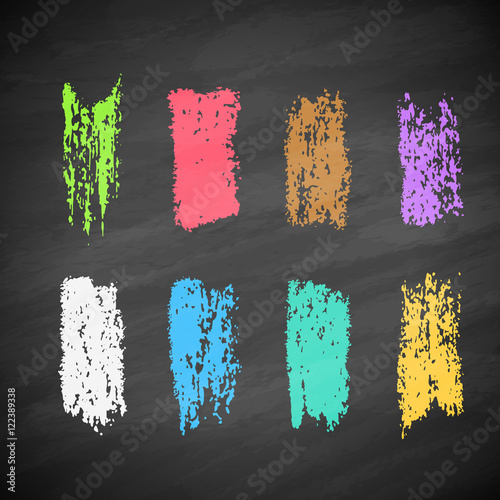 Grunge colorful chalk stripes on blackboard
