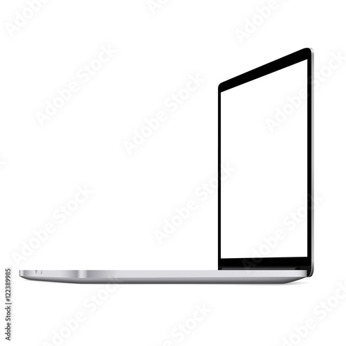 mock up personal laptop computer perspective view on white background
