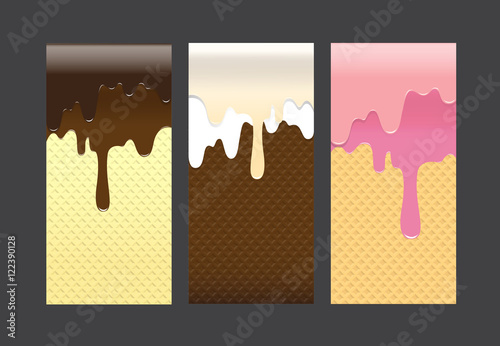 Collection of pouring sweet cream abstract background vector ill