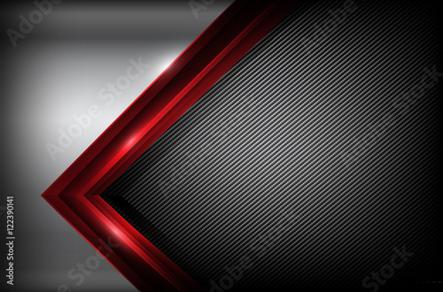 Dark carbon fiber and red overlap element abstract background ve
