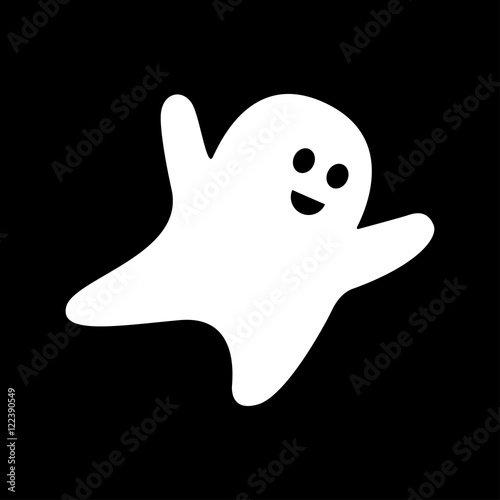 Icono plano fantasma volando sobre fondo negro