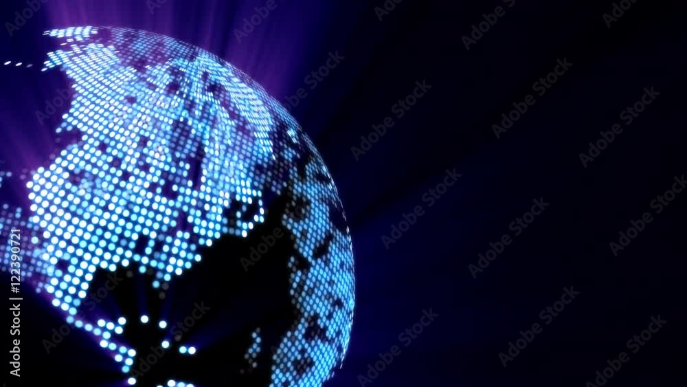 Loopable: Digital Globe / Digital World / Technology Abstract. Futuristic digital Earth globe background.