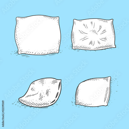 Pillow engraving style vector illustration