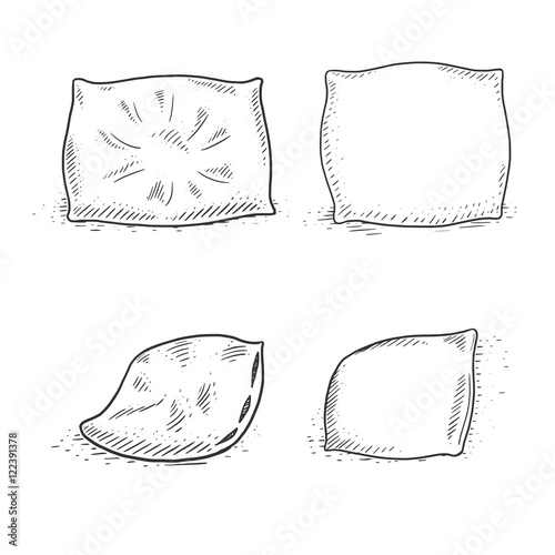 Pillow engraving style vector illustration