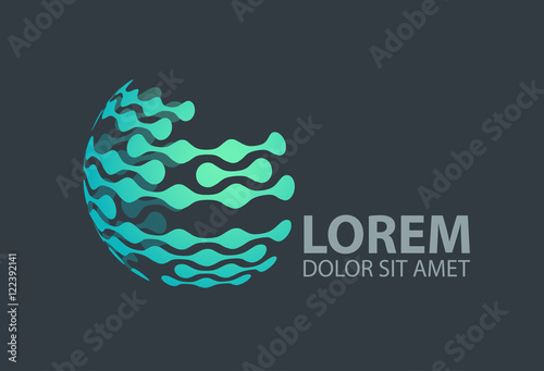 Abstract 3d vector sphere with glossy mosaic design