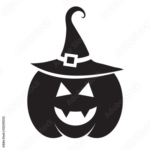 Cute Halloween black pumpkin with hat