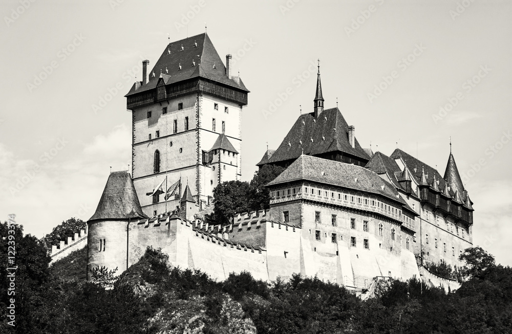 Karlstejn is a large gothic castle founded 1348 by Charles IV