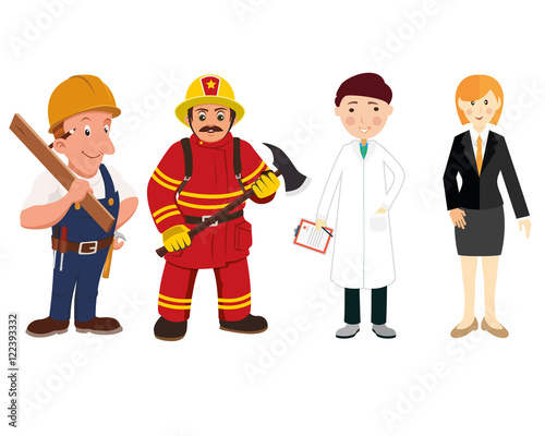 A set of different working people.
