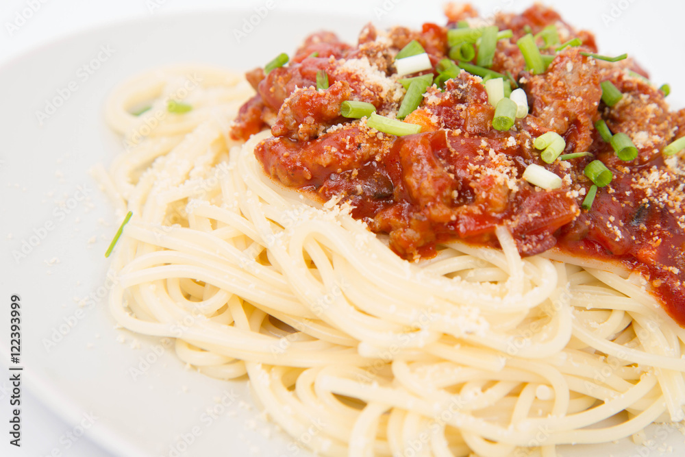 Spaghetti bolognese on a plate Spaghetti bolognese on a plate