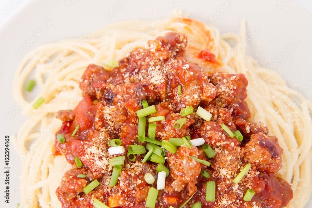 Spaghetti bolognese on a plate Spaghetti bolognese on a plate