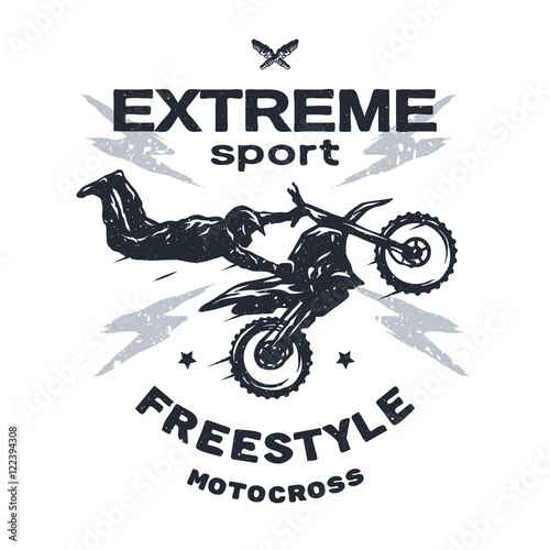 Extreme motocross. Emblem, t-shirt design.