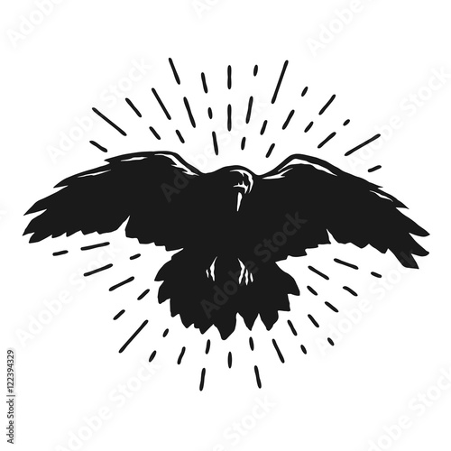 Flying crow silhouette.