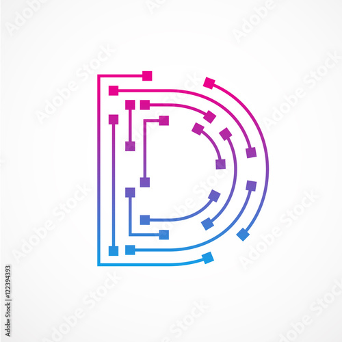Abstract letter D logo design template,technology,electronics,digital,dot connection cross vector logo icon logotype