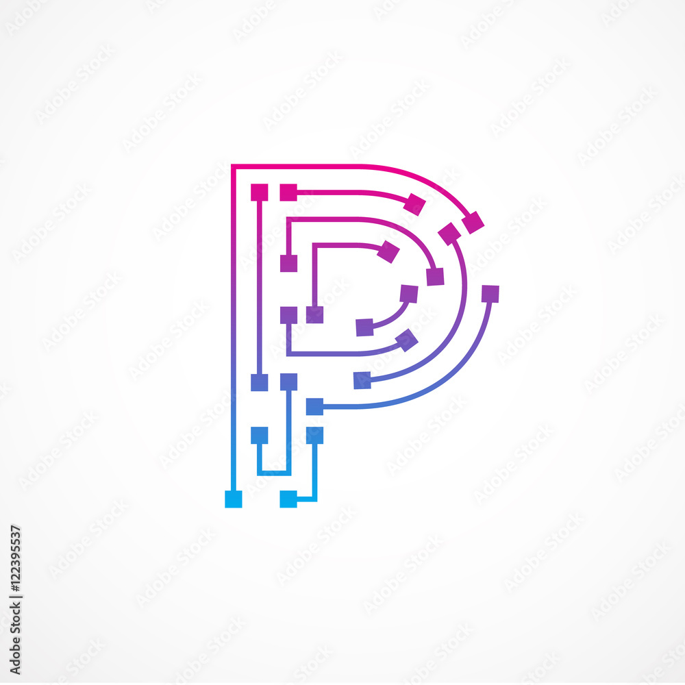 Abstract letter P logo design template,technology,electronics,digital,dot connection cross vector logo icon logotype Abstract letter P logo design template,technology,electronics,digital,dot connection cross vector logo icon logotype