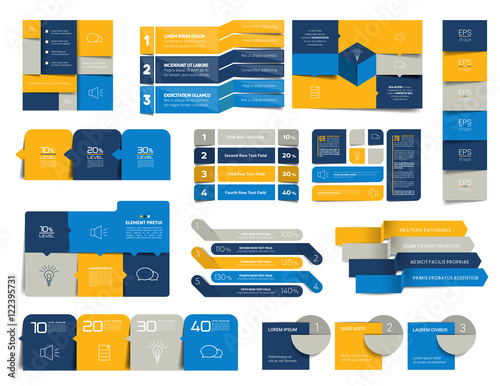 Mega set of  infographics elements, schedules, tabs, banners, charts. Minimalistic vector design infographic.