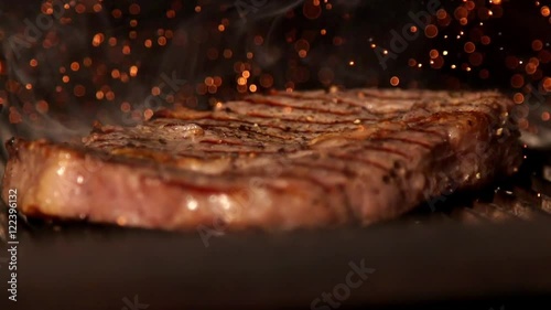 Fried stake in slow motion