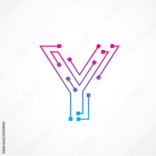 Abstract letter Y logo design template,technology,electronics,digital,dot connection cross vector logo icon logotype