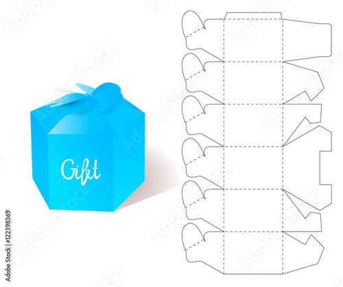 Box. Gift Paper box Blueprint Template. Illustration of Gift craft Box for Design. Mockup Box Template. Retail Box with Blueprint Template. Cardboard Box with DIe-cut Pattern 