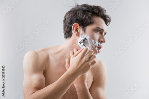 Handsome men are shave and beard photo