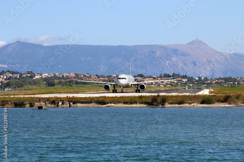 airplane on airport Corfu island Greece