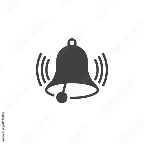 Ringing Bell icon vector, alarm solid sign, pictogram isolated on white, logo illustration