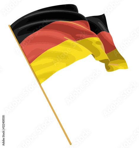 3D German flag with fabric surface texture. White background.