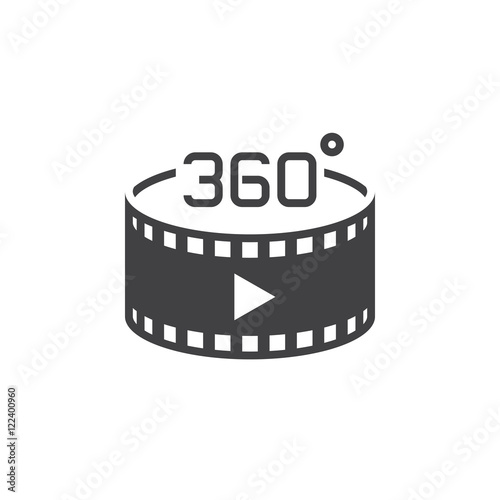 360 degree panoramic video sign. vector icon, solid logo illustration, pictogram isolated on white