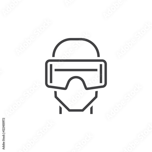 virtual reality headset line icon, vr glasses outline vector logo illustration, linear pictogram isolated on white