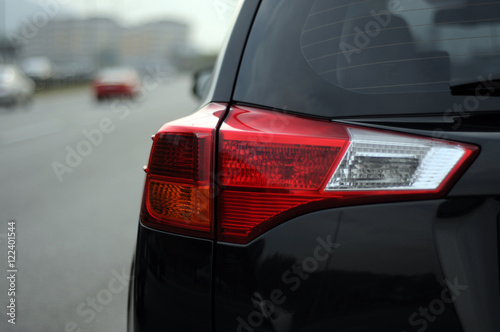 Black new japanese car auto in details, rear glass for decal