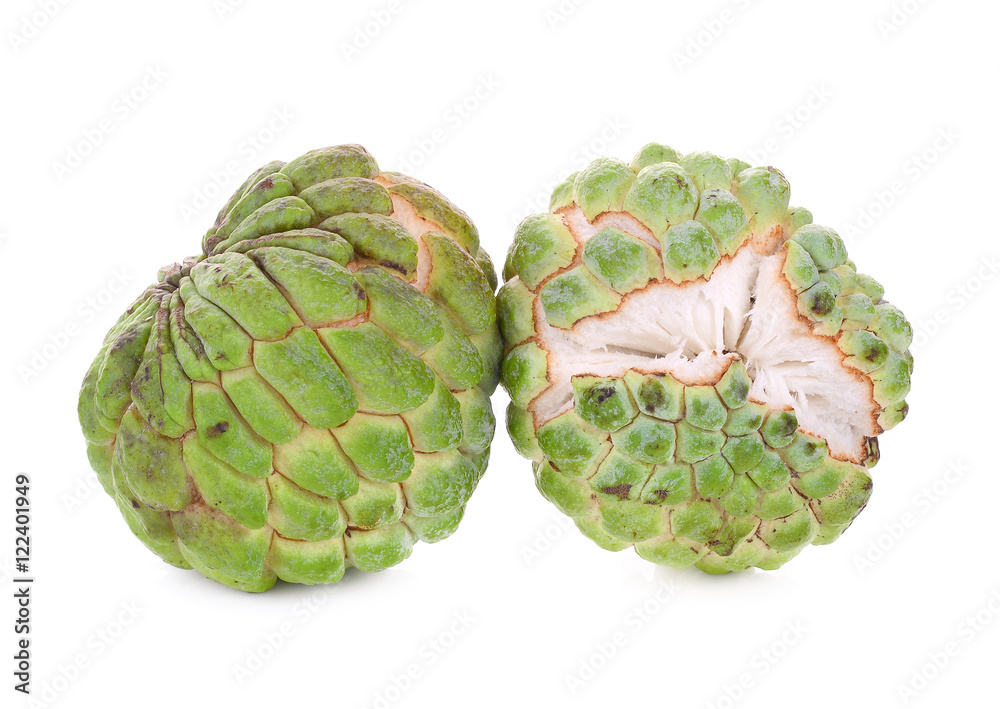 Fototapeta premium fresh green custard apple isolated on white