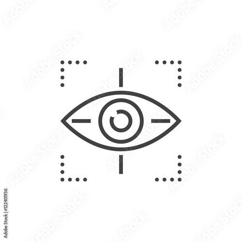 Target symbol icon vector, eye tracking line icon, outline vector logo illustration, linear pictogram isolated on white