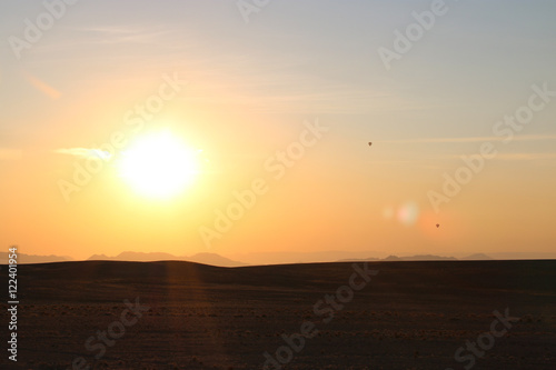 Balloons in the Namib desert - sunset at Sossousvlei