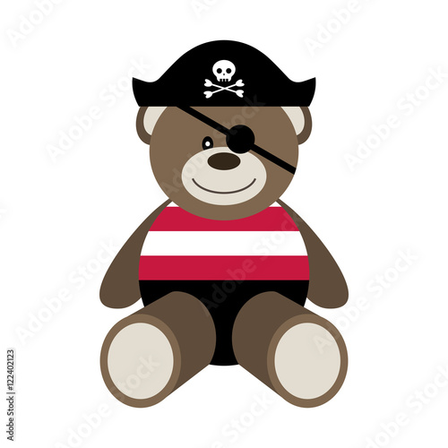 Vector illustration of a toy pirate bear on a white background
