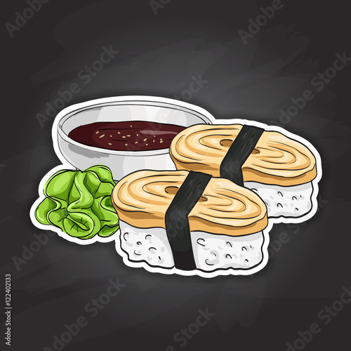 Vector color sticker, Tamago Nigiri Sushi