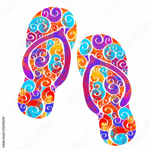 Watercolor flip flop sandals