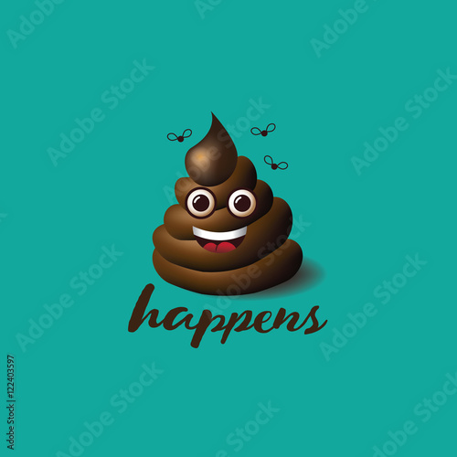 
Smiling face shit happens icon or emoji design.