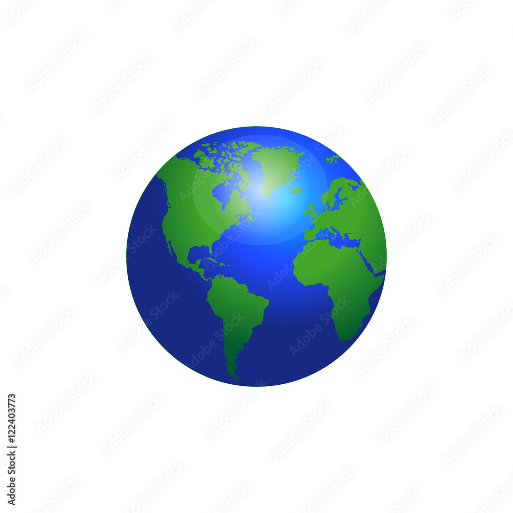 Глобусы земли, изолированные на белом фоне. Значок планета Земля. Векторные иллюстрации.