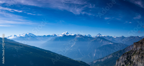 Blick von der Gemmistation Richtung Italien/Matterhorn