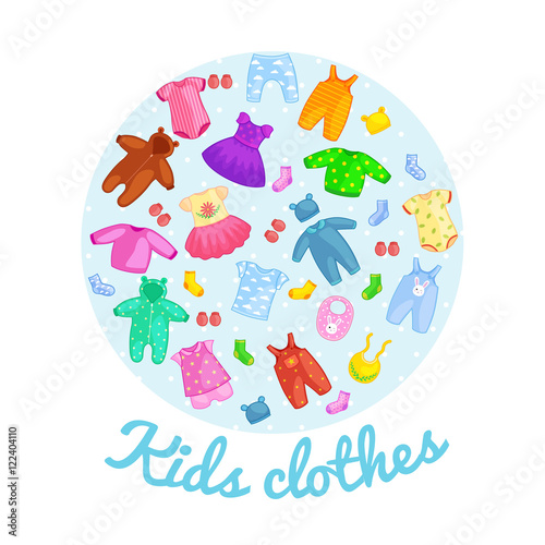 set of kids clothes. vector  illustration isolated 