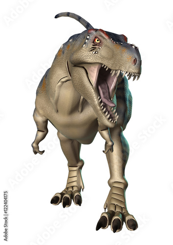 3D Rendering Dinosaur Tyrannosaurus on White