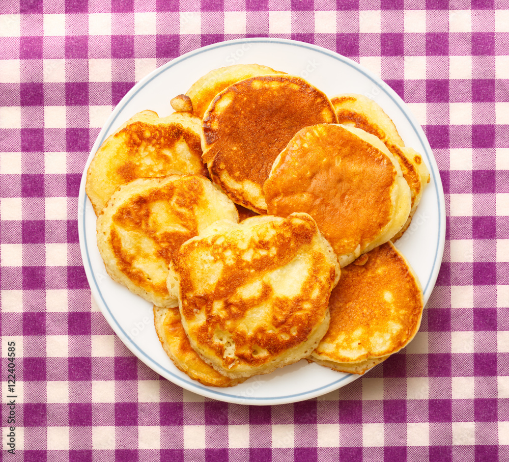 Pancakes on the white plate Pancakes on the white plate