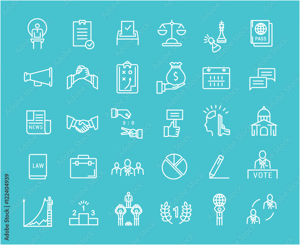 Set Vector Flat Line Icons Elections Set Vector Flat Line Icons Elections