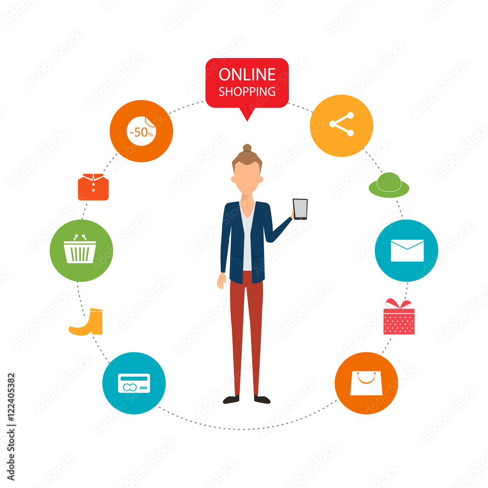 People character communication with technology of mobile. Flat design vector. People character communication with technology of mobile. Flat design vector.