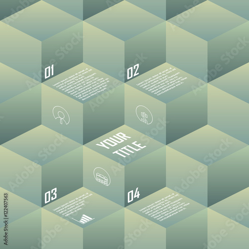 Isometric background cubes in retro vintage colors. Geometry backdrop suitable for infographics, presentations, brochures, websites.