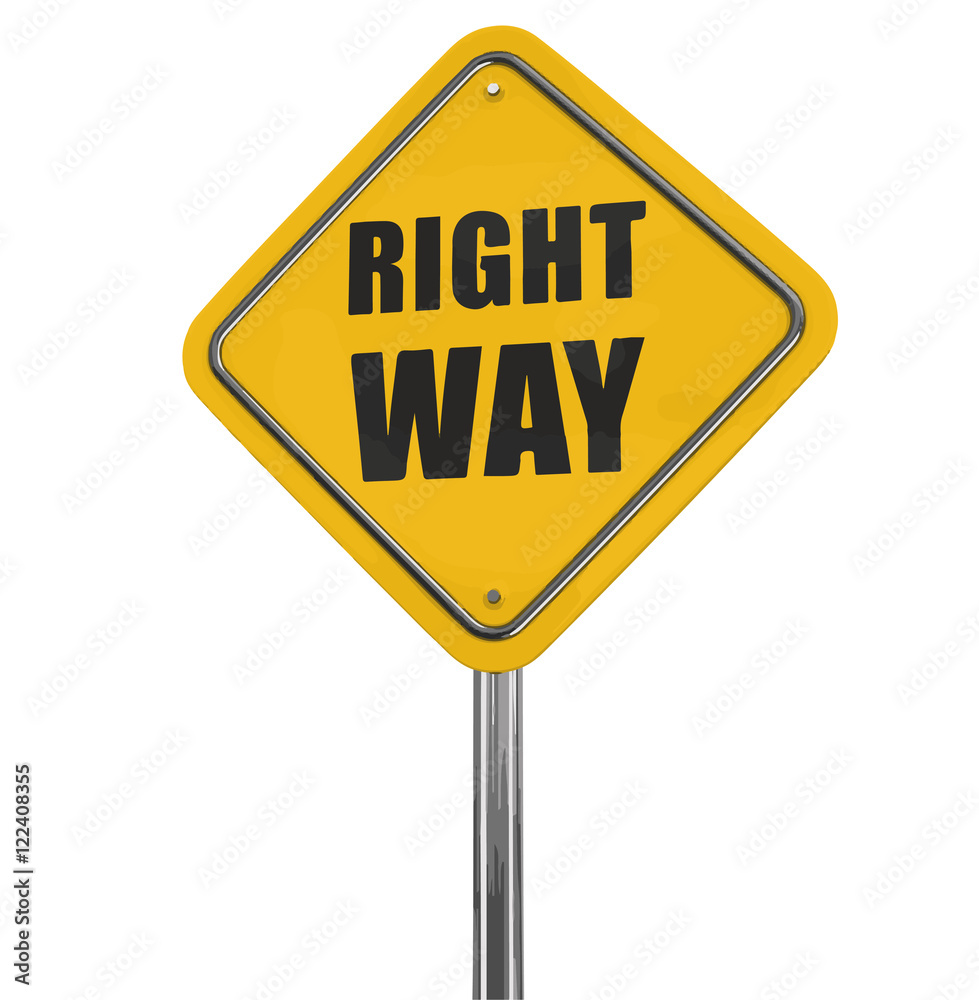 Right way road sign. Image with clipping path Right way road sign. Image with clipping path