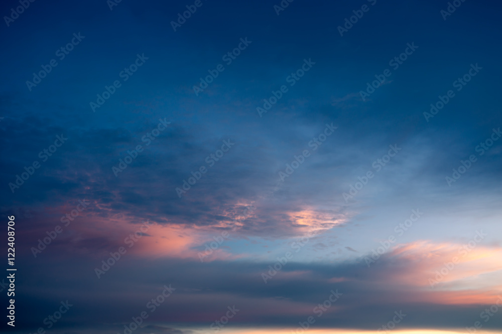 Dark blue sky At sunset,soft focus