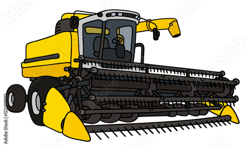 Hand drawing of a yellow harvester