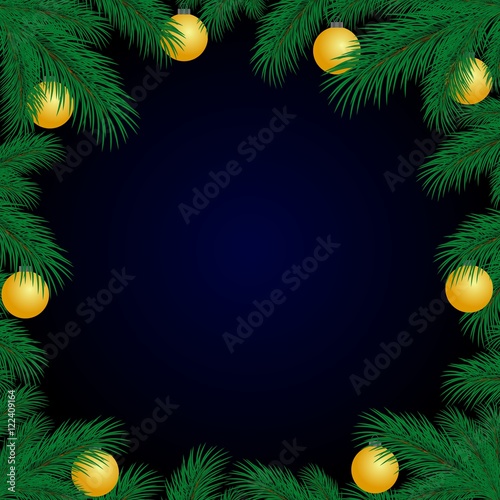 Frame with spruce branches.